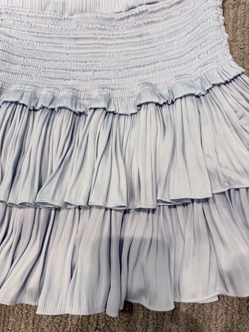 Light Blue Ruffled Tiered Mini Skirt - Picture 6 of 14